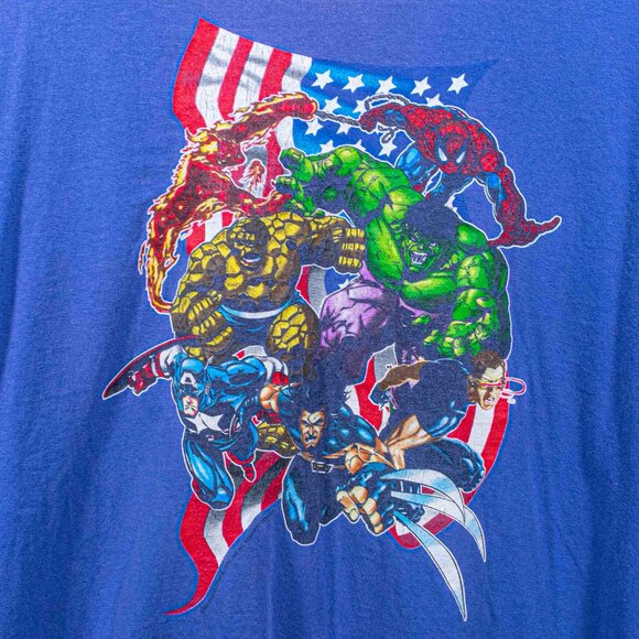 Marvel Comics USA Hulk Spiderman Wolverine Captain America T-Shirt XL VTG Y2K - Picture 4 of 10